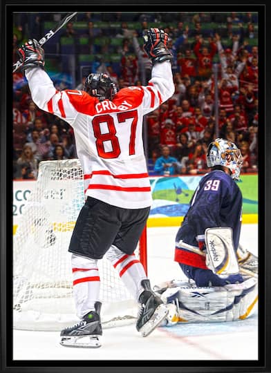Sidney Crosby Team Canada Framed 20" x 29" Golden Goal Celebration Canvas